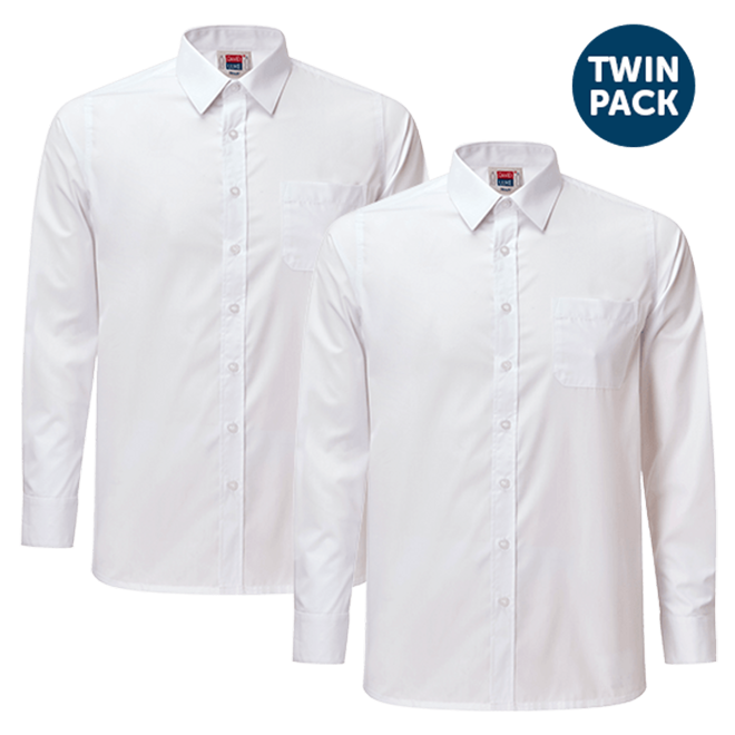 White Boys Long Sleeved Shirts (Twin Pack)
