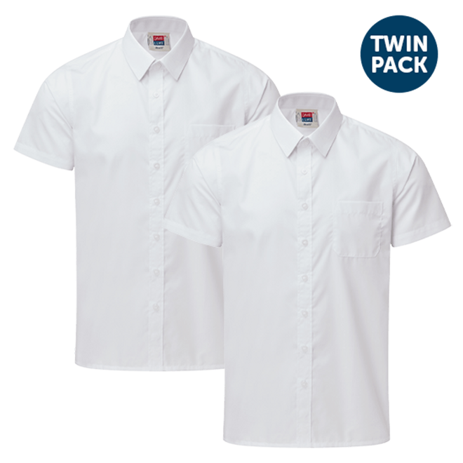 White Boys Short Sleeved Shirts (Twin Pack)