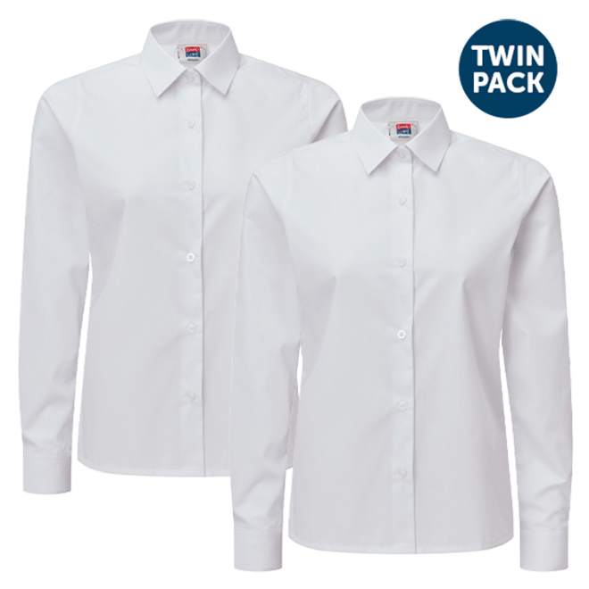 White Girls Long Sleeved Shirts (Twin Pack)
