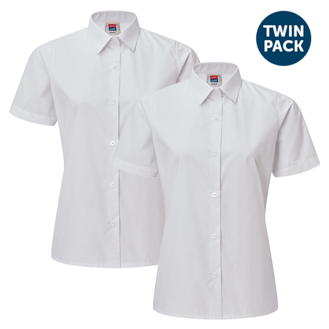 White Girls Short Sleeved Shirts (Twin Pack)