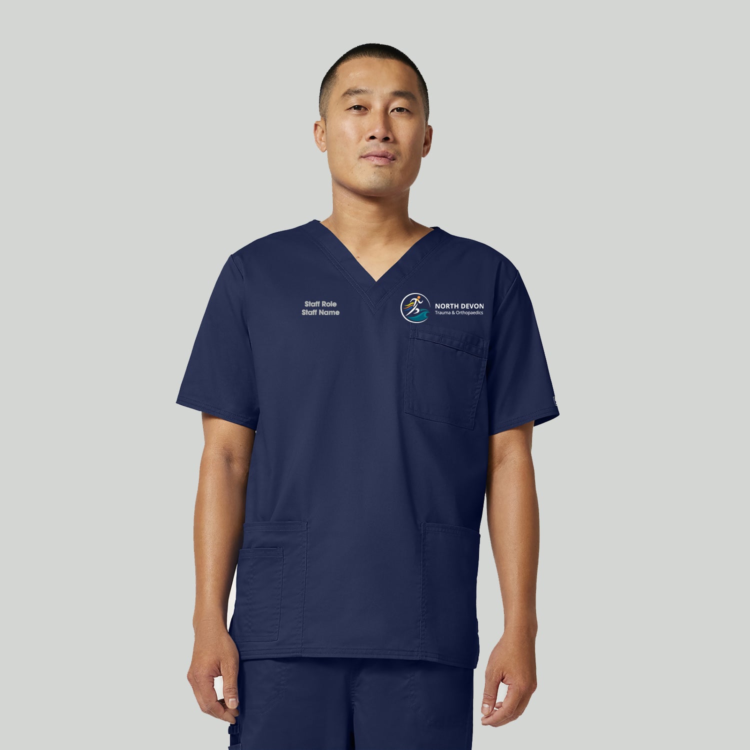 North Devon Trauma & Orthopaedics Navy Cherokee V-Neck Scrub Top