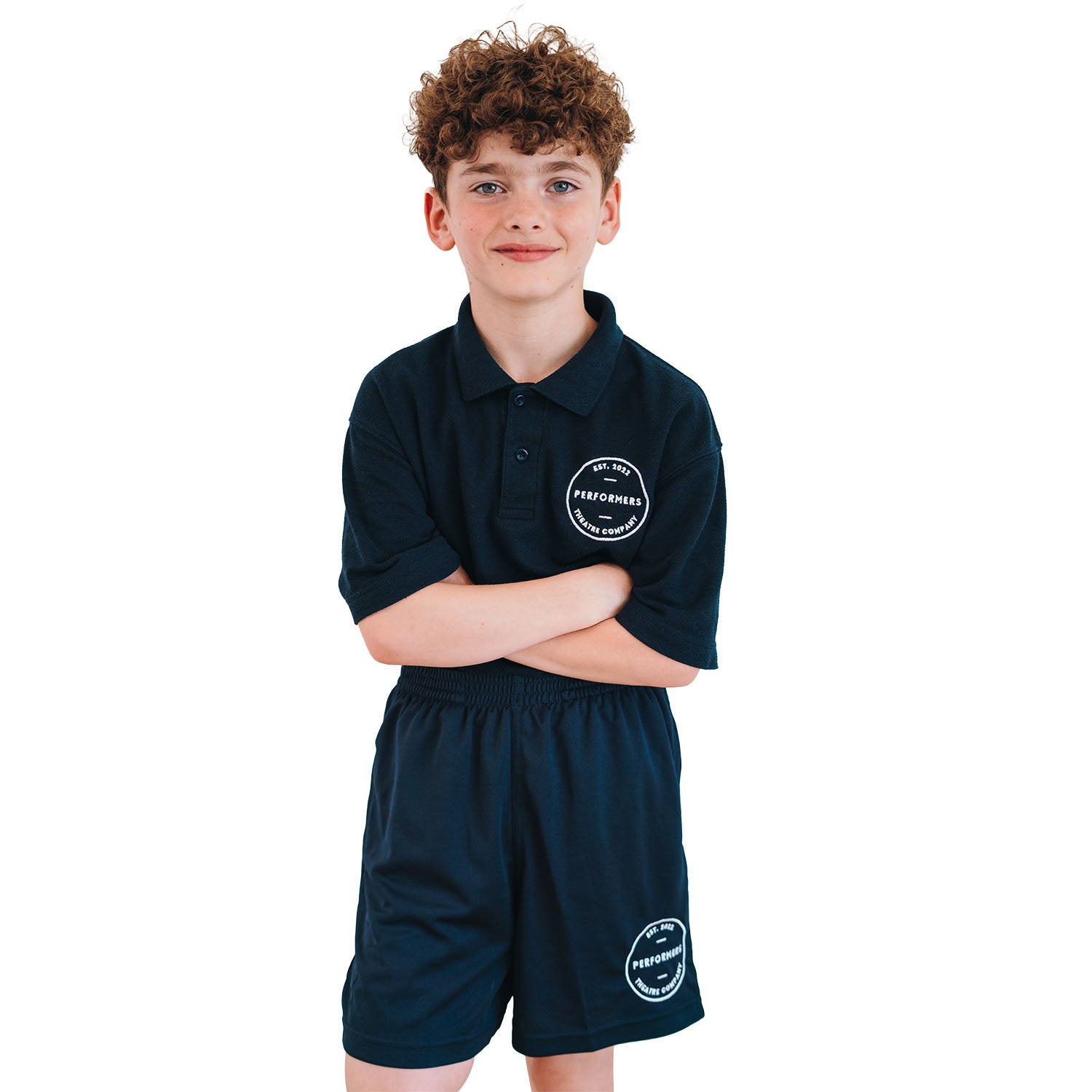 Performers Navy Embroidered Shorts