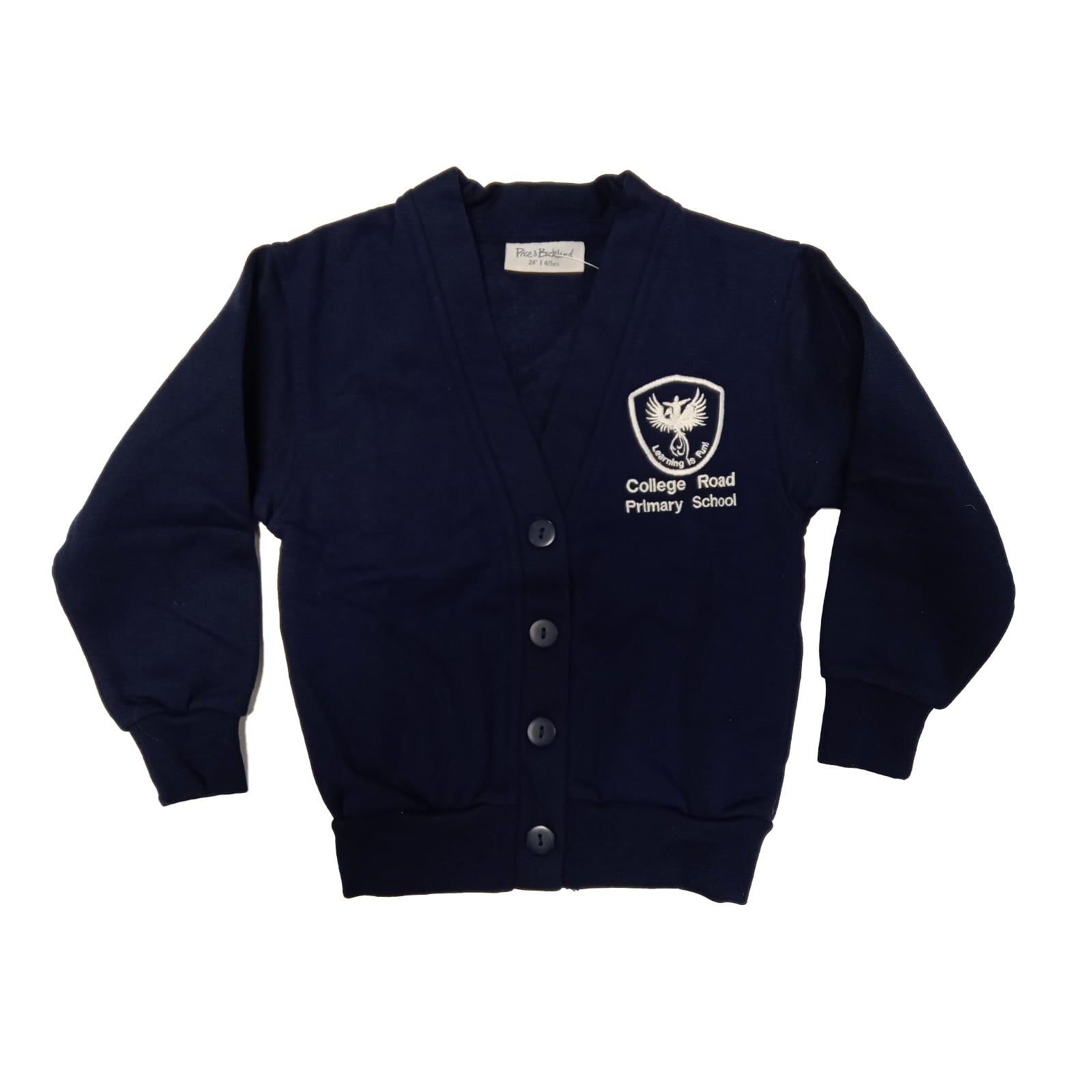 College Road Primary Embroidered Navy Cardigan