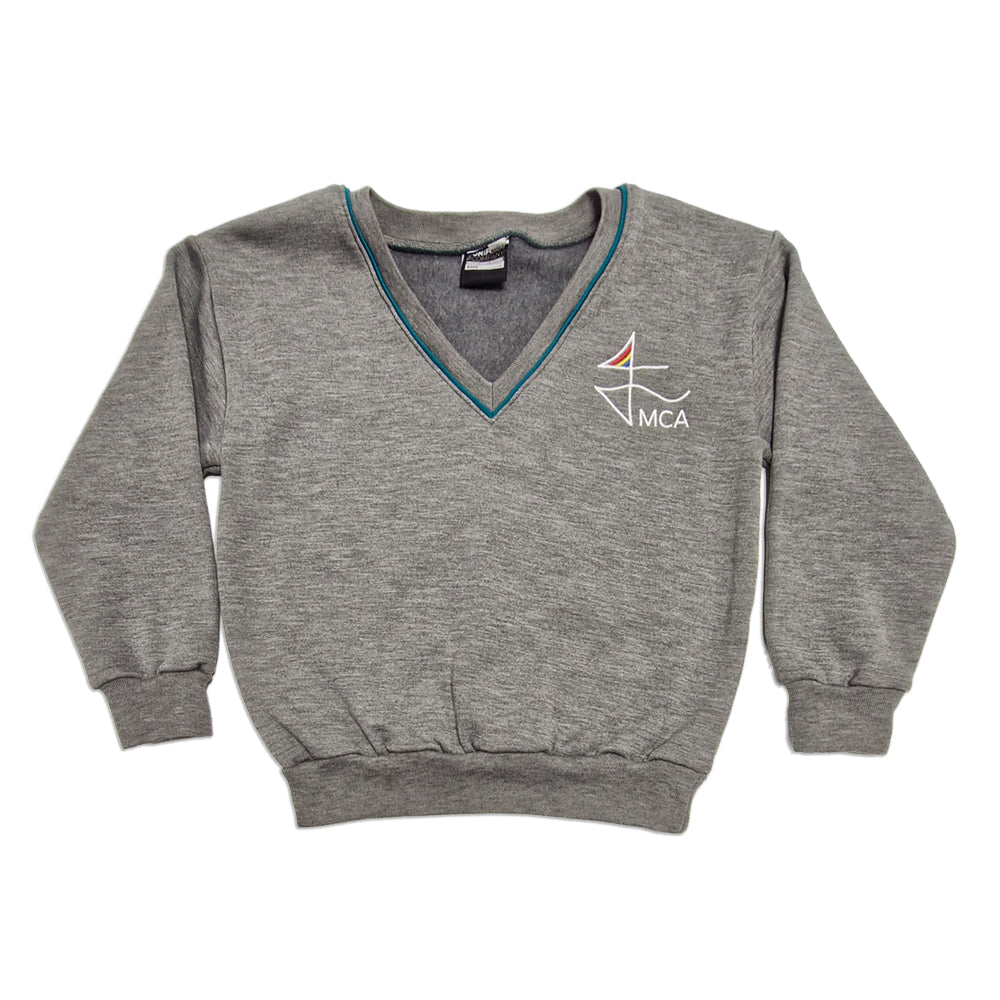Mayflower Community Academy Grey Embroidered V-Neck Sweatshirt (Years 5 and 6)
