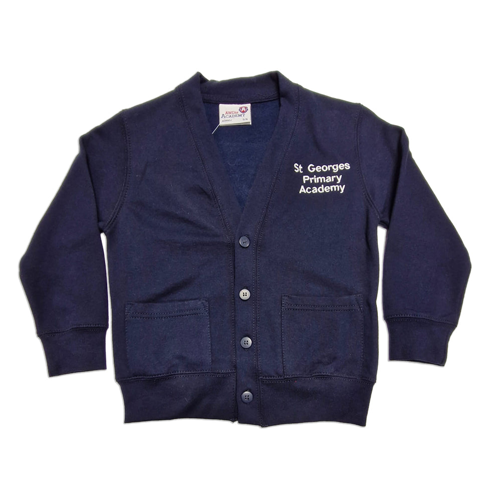St. George's V-Neck Embroidered Navy Cardigan