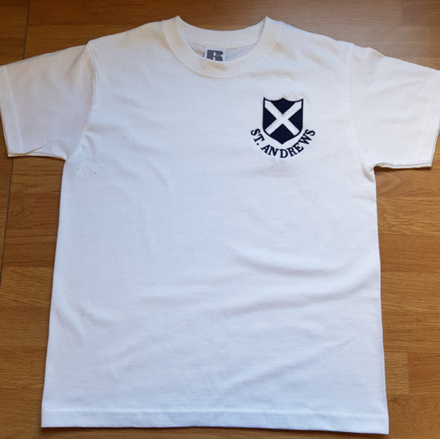 St. Andrew's White Embroidered PE T-Shirt