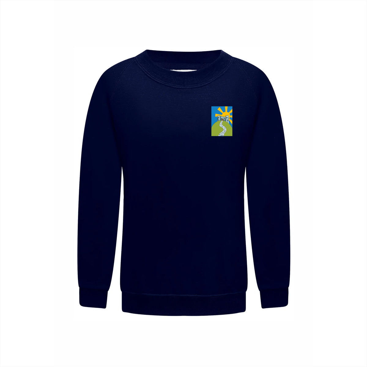 Longcause School Navy Crew Neck Embroidered Sweatshirt