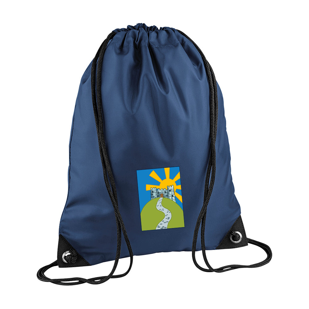 Longcause School Printed Navy Drawstring Bag