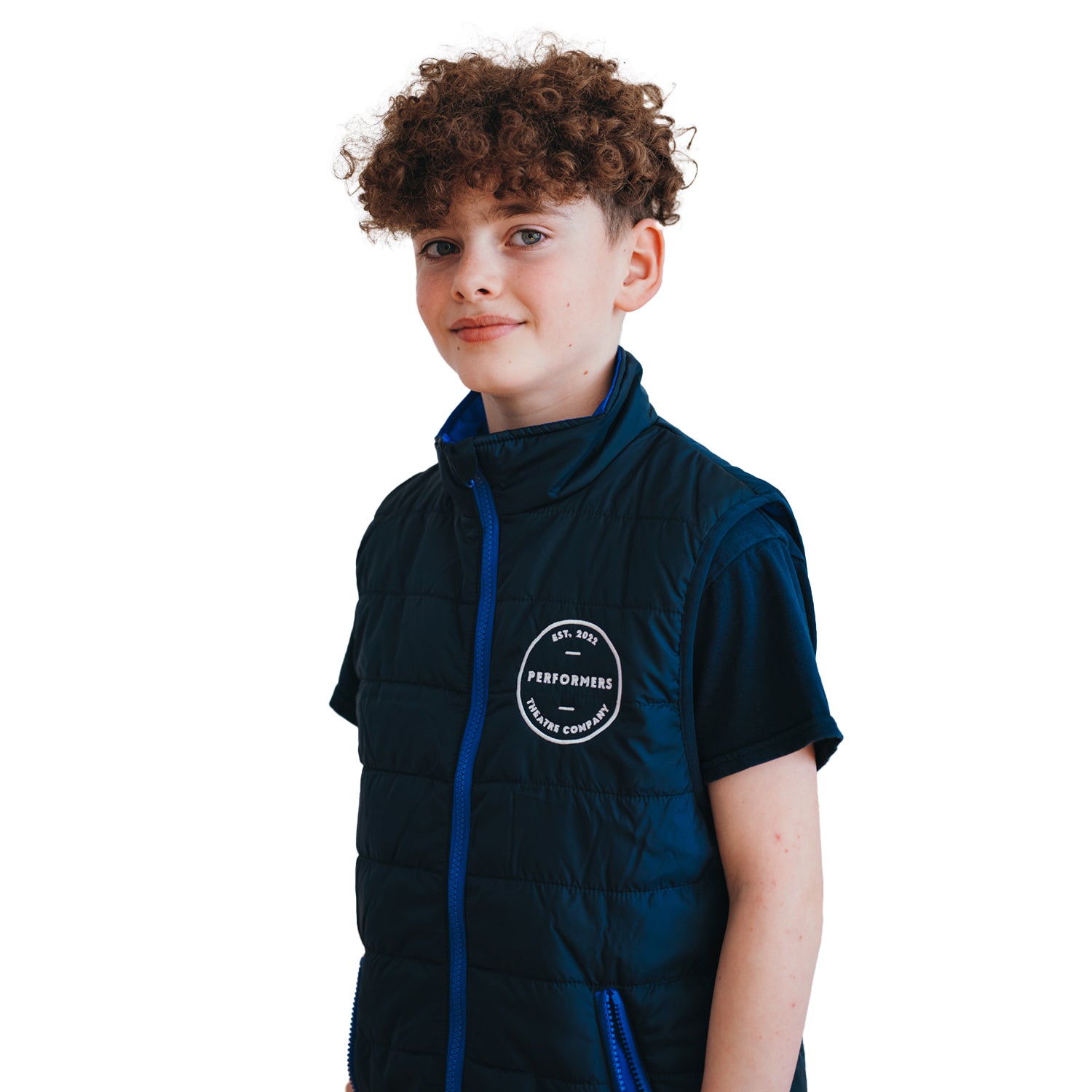 Performers Embroidered Navy Gilet (Junior)