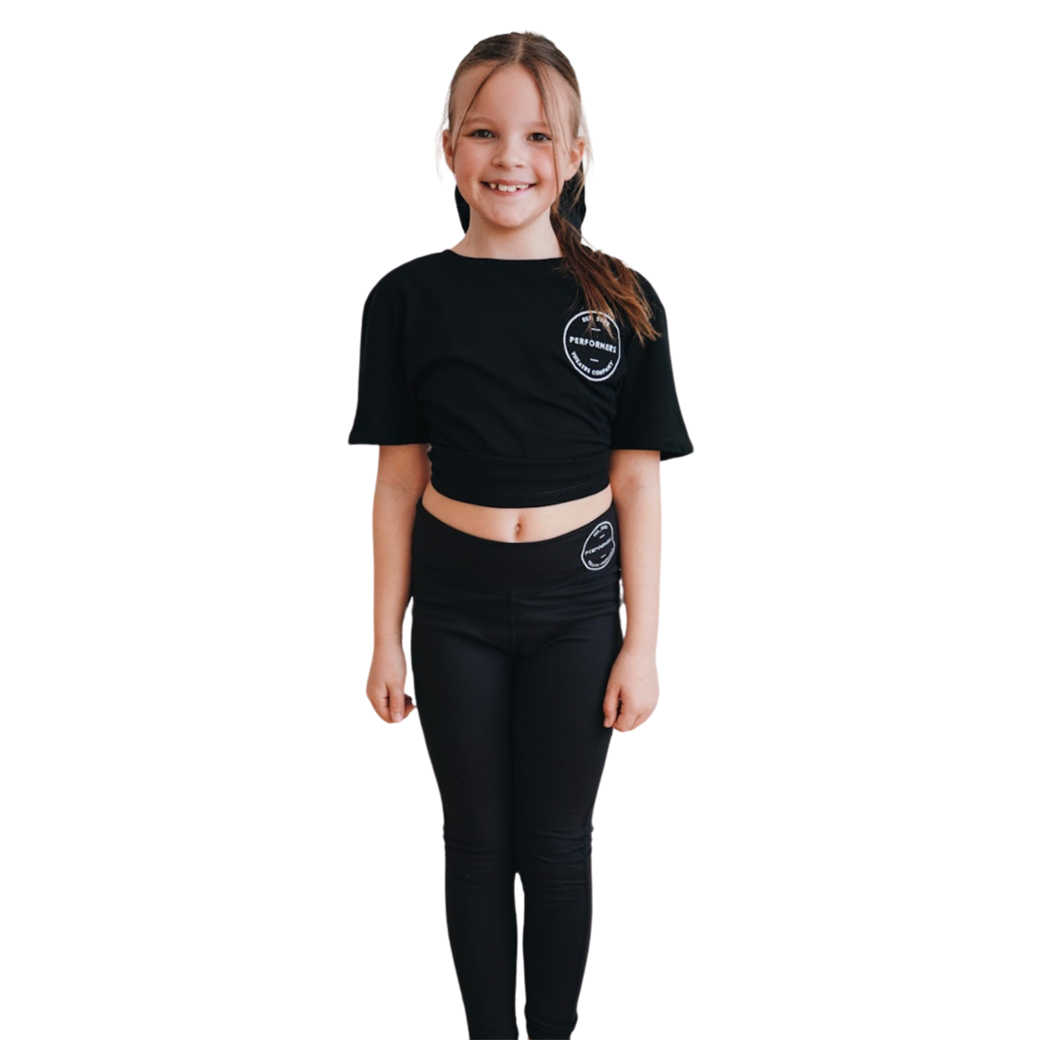 Performers Embroidered Black Cropped T-Shirt