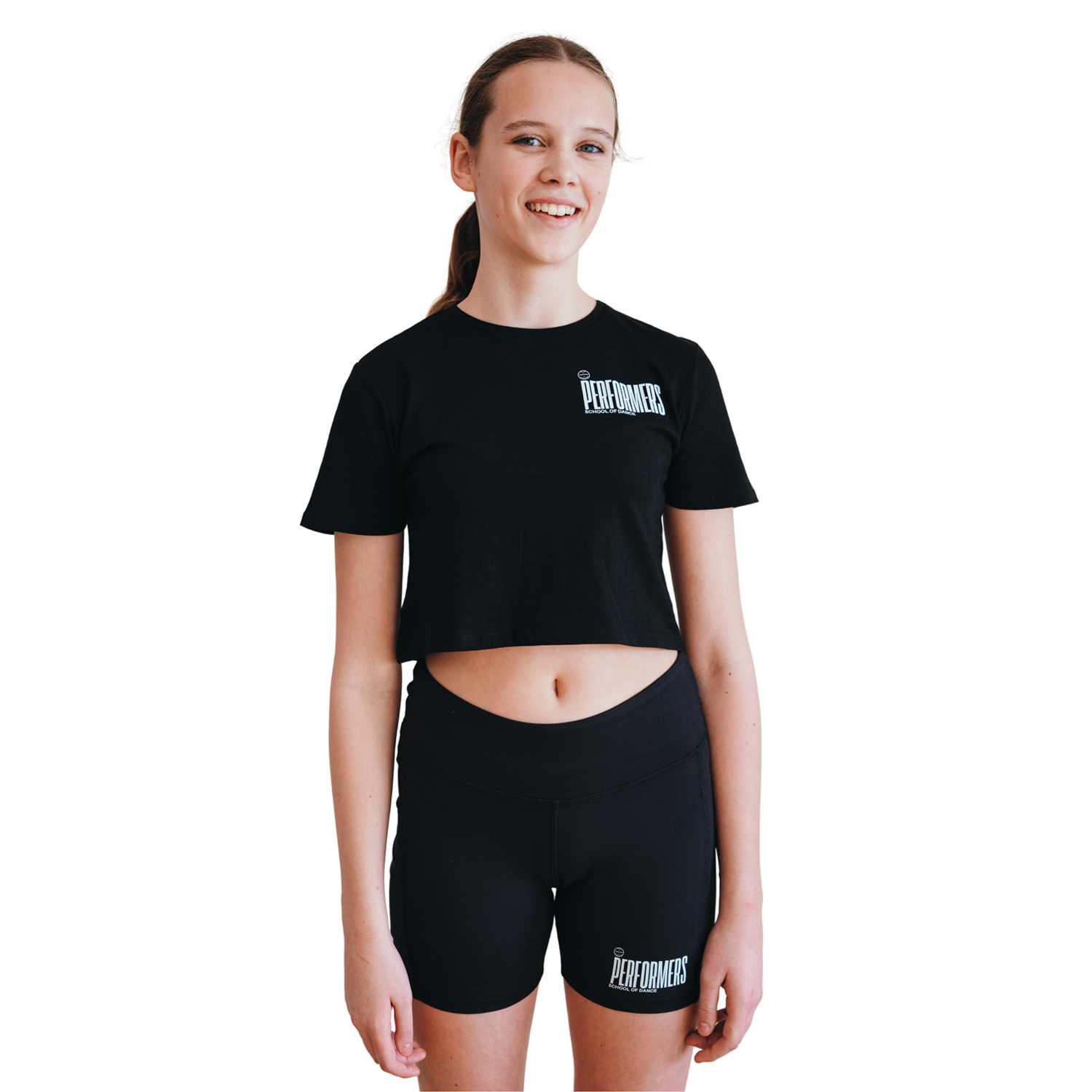 Performers School of Dance Black Cropped T-Shirt