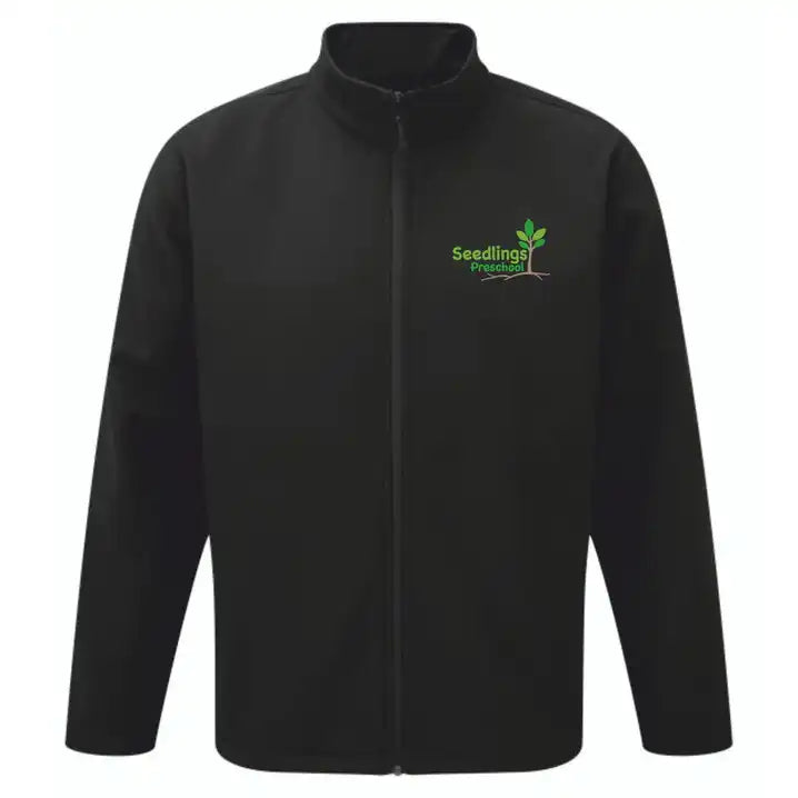 Seedlings Embroidered Black Soft Shell Jacket