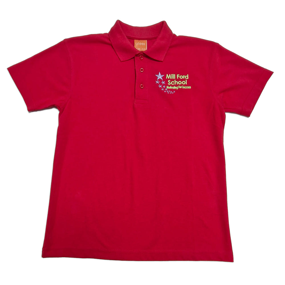 Mill Ford Embroidered Red Polo (Wednesday)